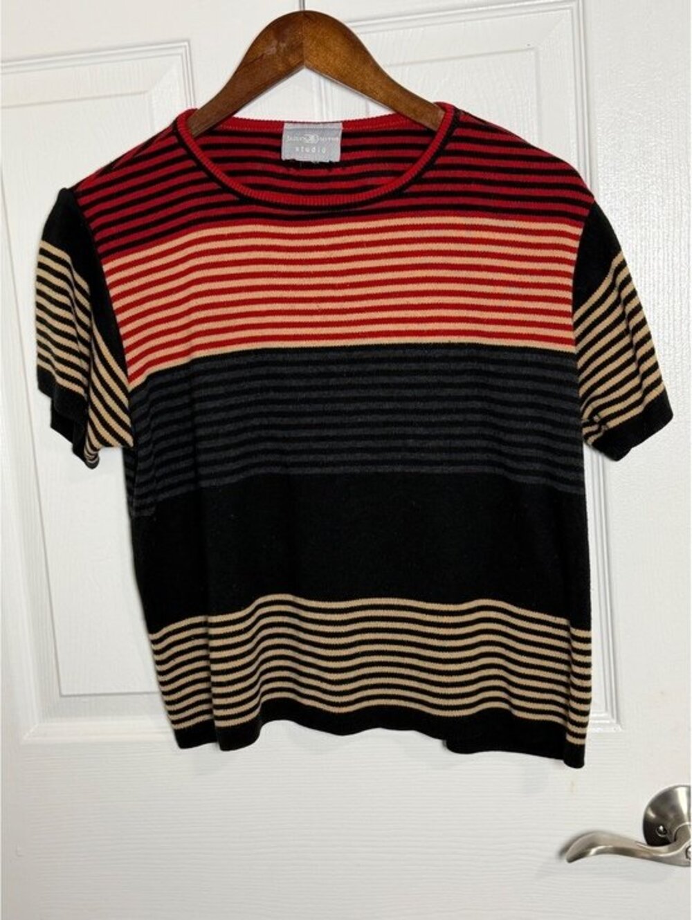 Jaclyn Smith Studio striped sweater short sleeved shirt